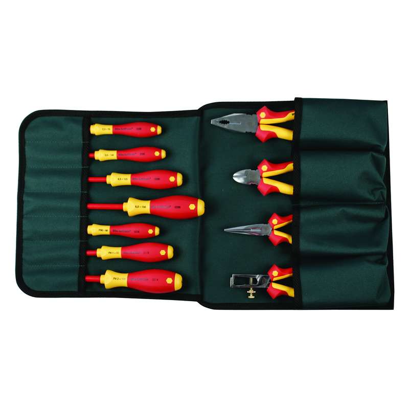 Insulated Pliers and Screwdriver Set in Canvas Pouch, 11 Piece